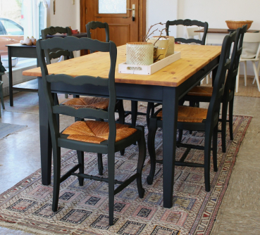 Essgruppe  Flora – 1 großer Tisch + 6 Stühle